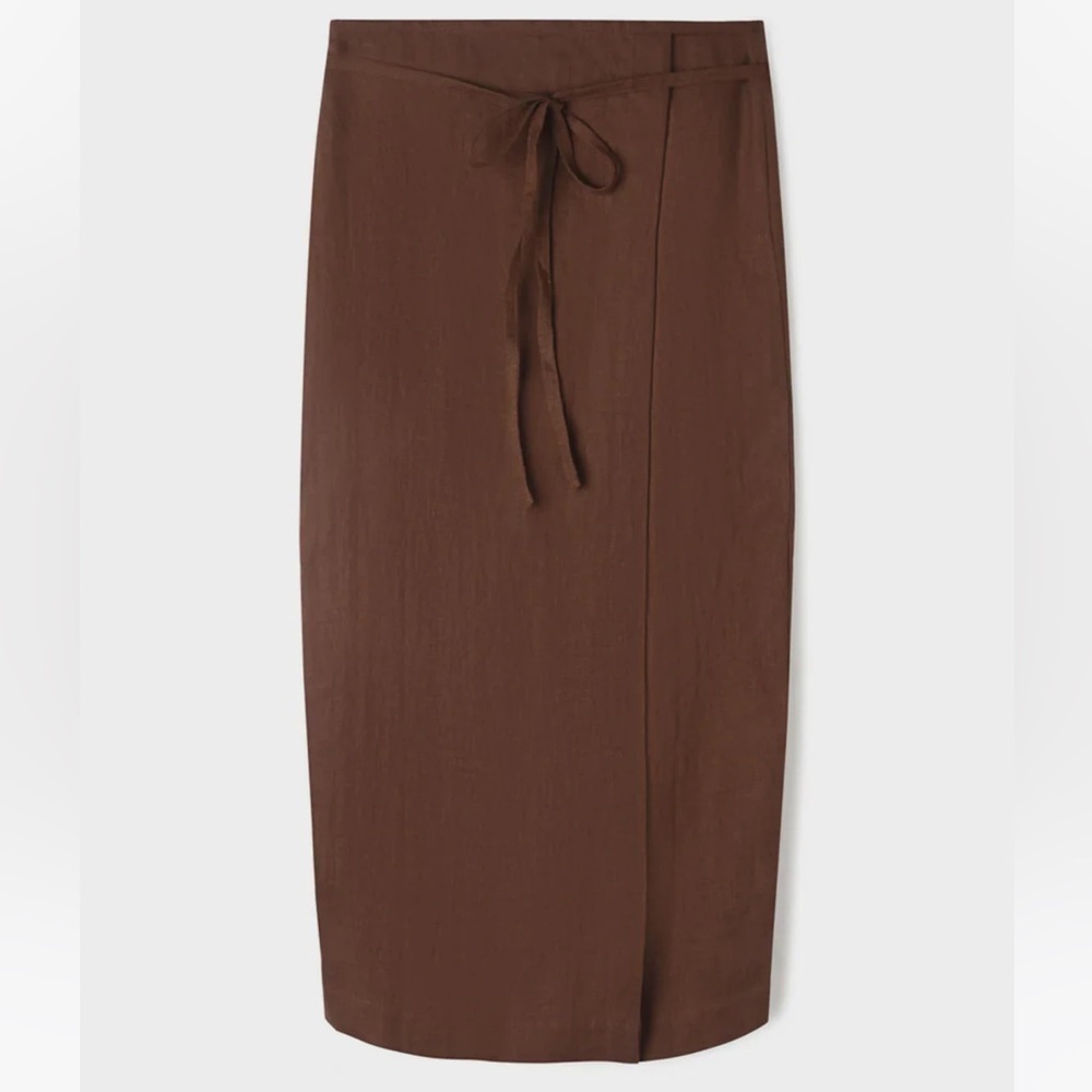 Zulu and Zephyr Chocolate Linen Wrap Skirt sz.US 4 Runs Small - Picture 4 of 12